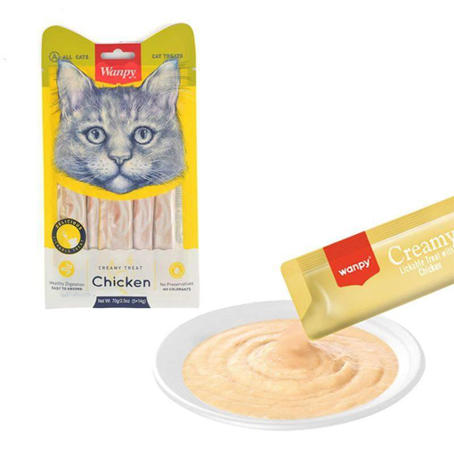 wanpy tavuklu sıvı kedi ödül maması 5x14 gr resmi