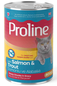 proline yetişkin kediler için somonlu konserve mama 400 gr resmi