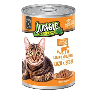 jungle yetişkin kediler için kuzu ve sebzeli konserve mama resmi