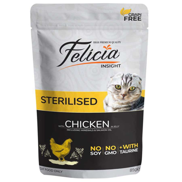felicia sterilised kısırlaştırılmış kediler için tavuklu yaş mama resmi