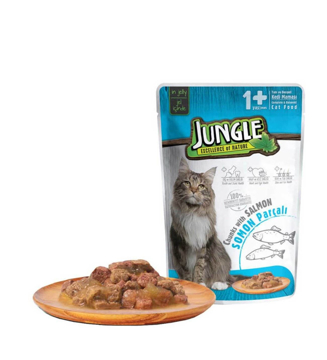 jungle yetişkin kediler için somonlu yaş mama 100 gr resmi