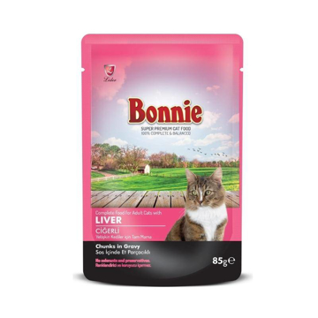 bonnie yetişkin kediler için ciğerli yaş kedi mama 85 gr resmi