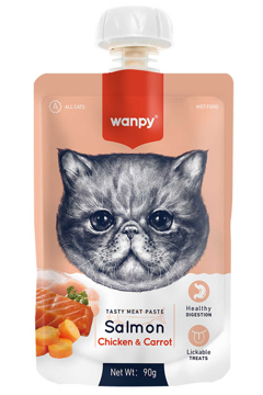 wanpy kediler için somon tavuk ve havuçlu yaş mama 90 gr resmi