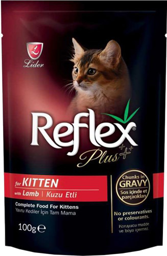 reflex plus yetişkin kediler için kuzu etli yaş mama 100 gr resmi